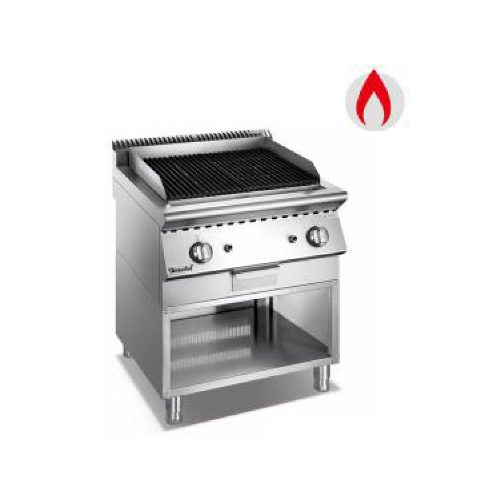 Commercial Little Size Gas Lava Rock Grill with Open Cabinet