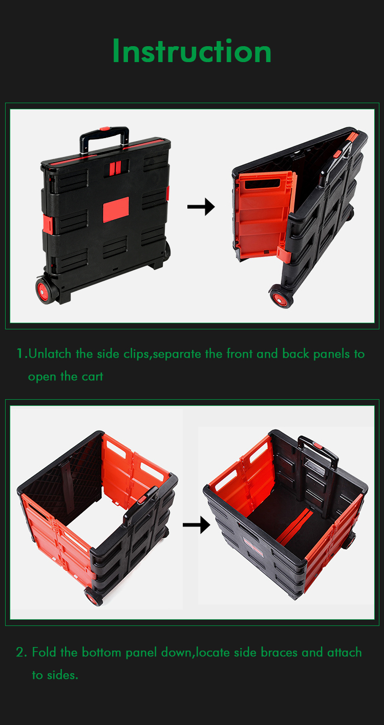 Collapsible Rolling Crate with Telescopic Handle