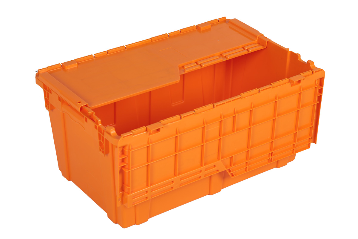 70L Plastic Stackable Attached Lid Tote Box